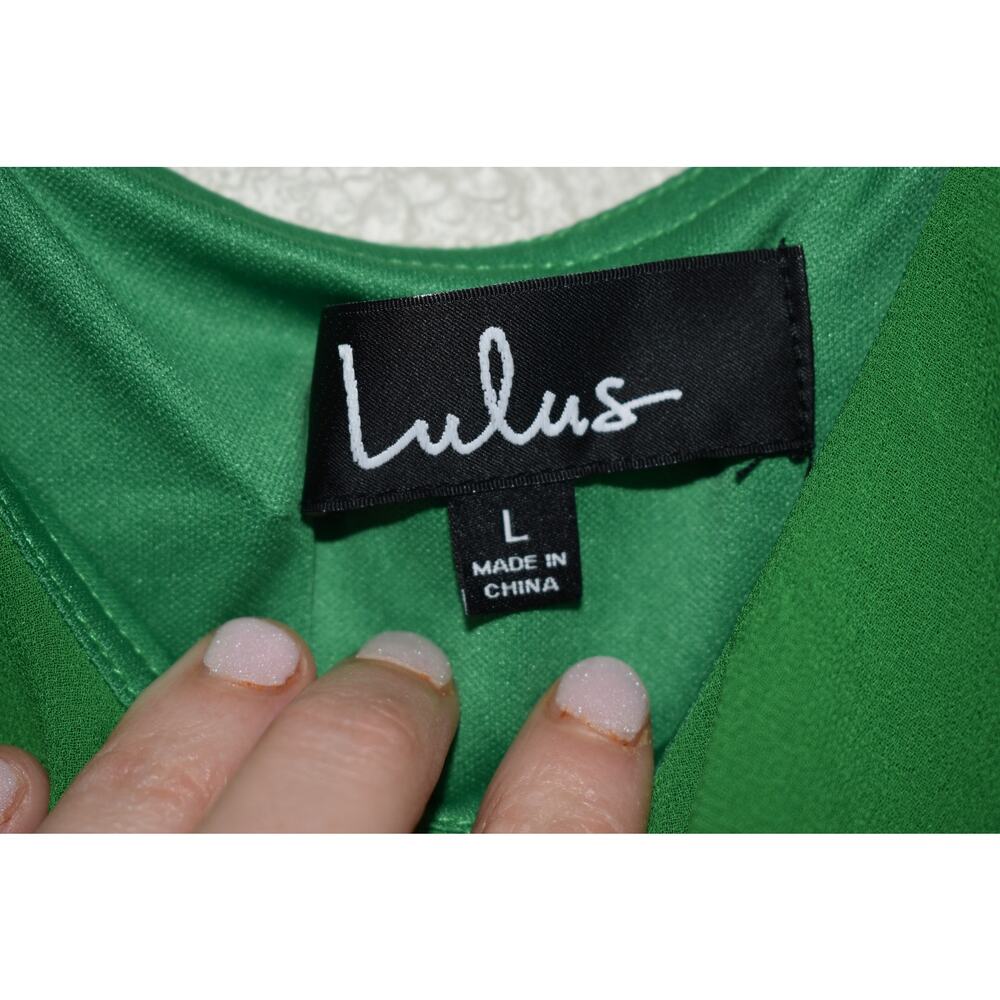 Lulus Chiffon Ruffle Mini Green Dress Size L - Picture 3 of 5